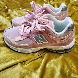 New Balance Kids' Pink and Silver Sneakers